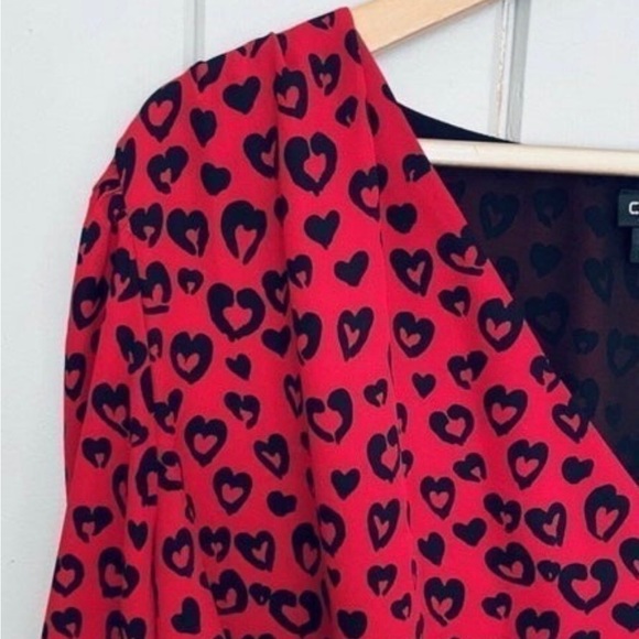 New-City Chic red black One piece lowcut Bodysuit Blouse Top plus 18/M - Picture 5 of 12